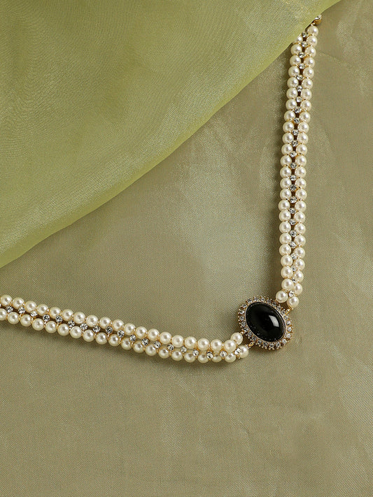 Gold-Plated Artificial Beads Stones Necklace
