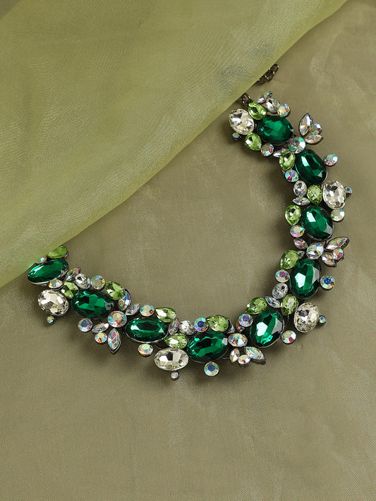 Green Silver-Plated Minimal Necklace