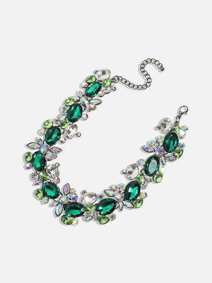Green Silver-Plated Minimal Necklace