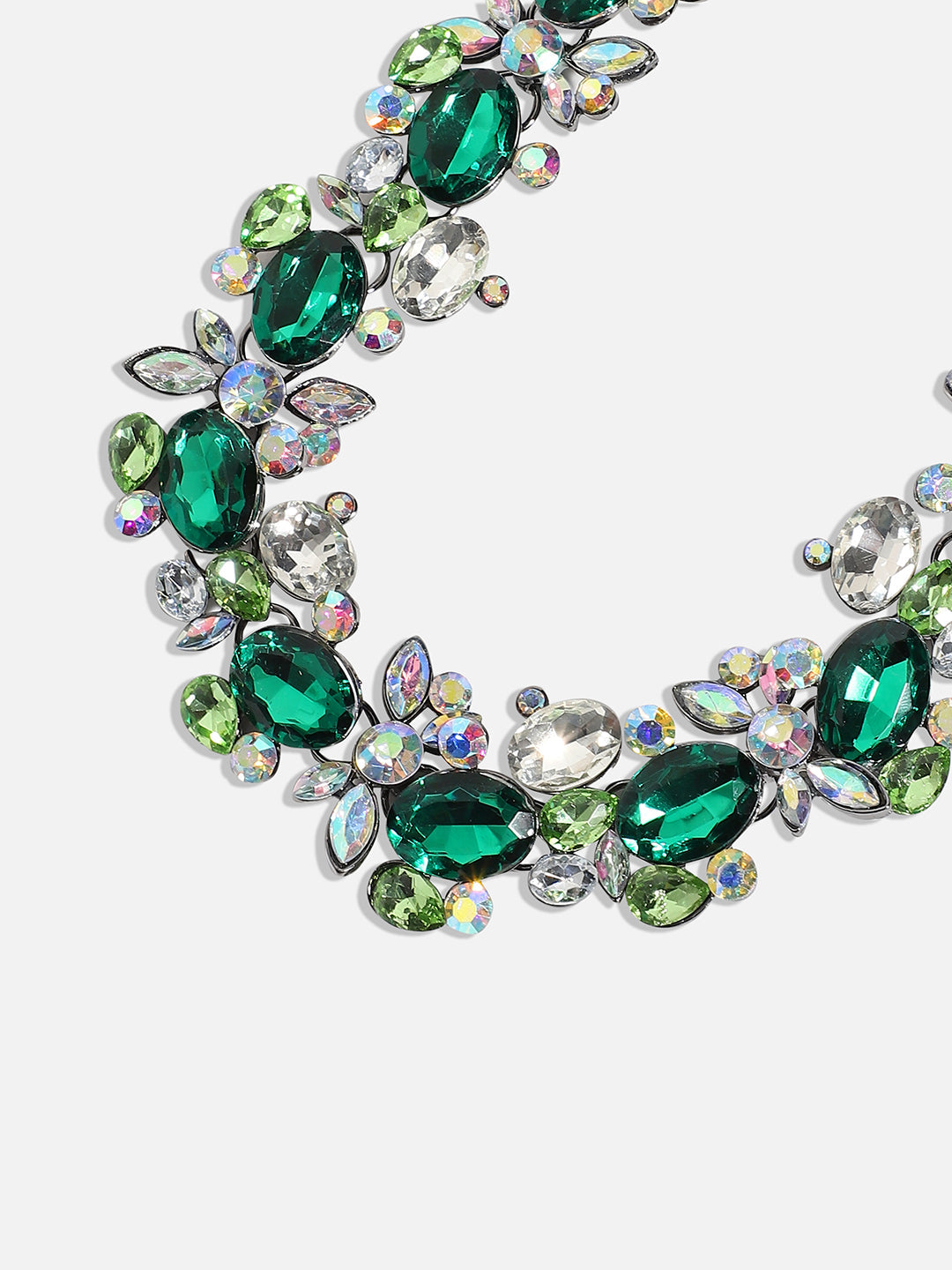 Green Silver-Plated Minimal Necklace