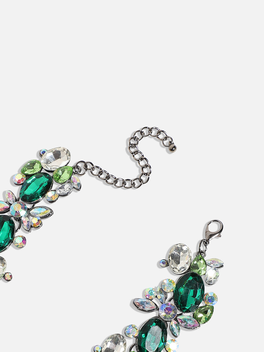 Green Silver-Plated Minimal Necklace