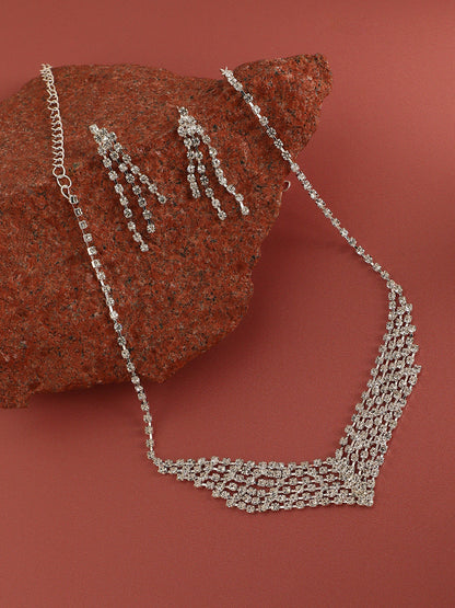 Silver Plated Stone Studded Jewellery Set