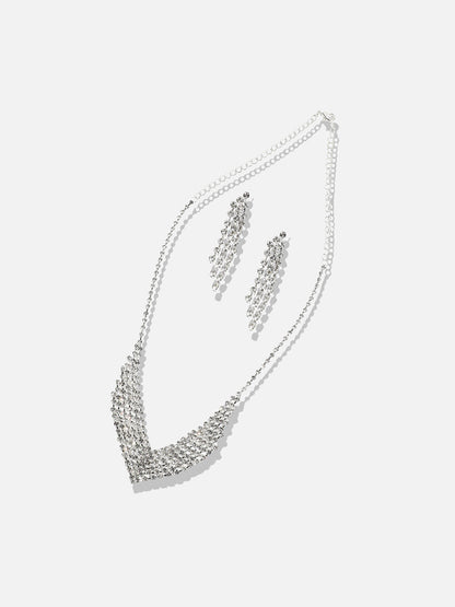 Silver Plated Stone Studded Jewellery Set