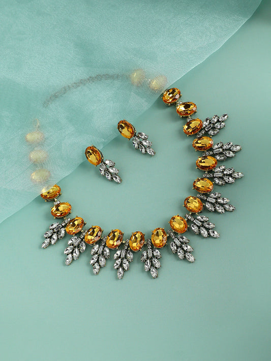 Silver-Plated Gemstone-Studded Jewellery Set