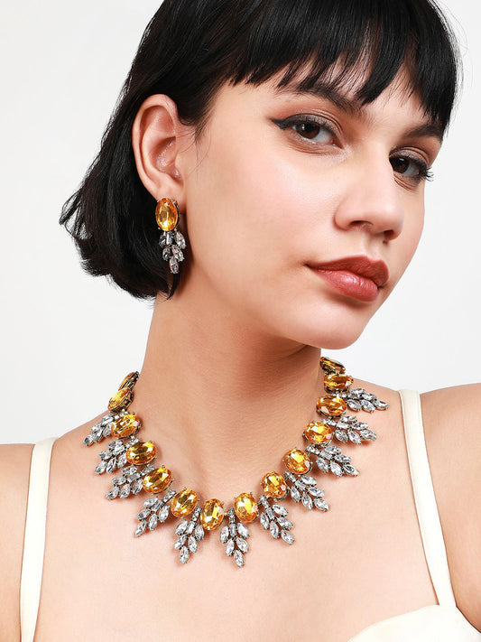 Silver-Plated Gemstone-Studded Jewellery Set