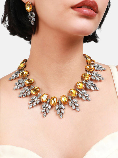 Silver-Plated Gemstone-Studded Jewellery Set