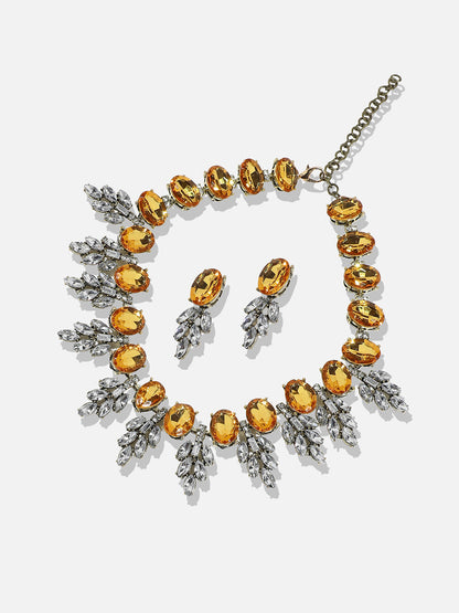 Silver-Plated Gemstone-Studded Jewellery Set