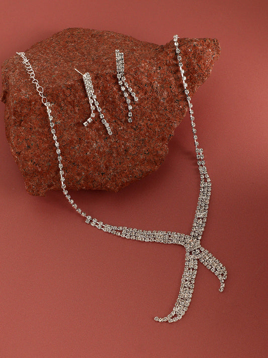 Silver Plated Stone-Studded Beaded Jewellery Set