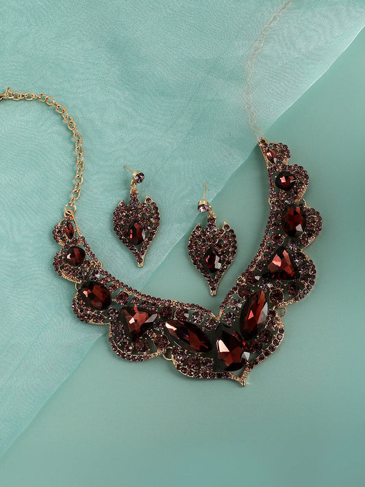Gold-Plated Stone-Studded Jewellery Set