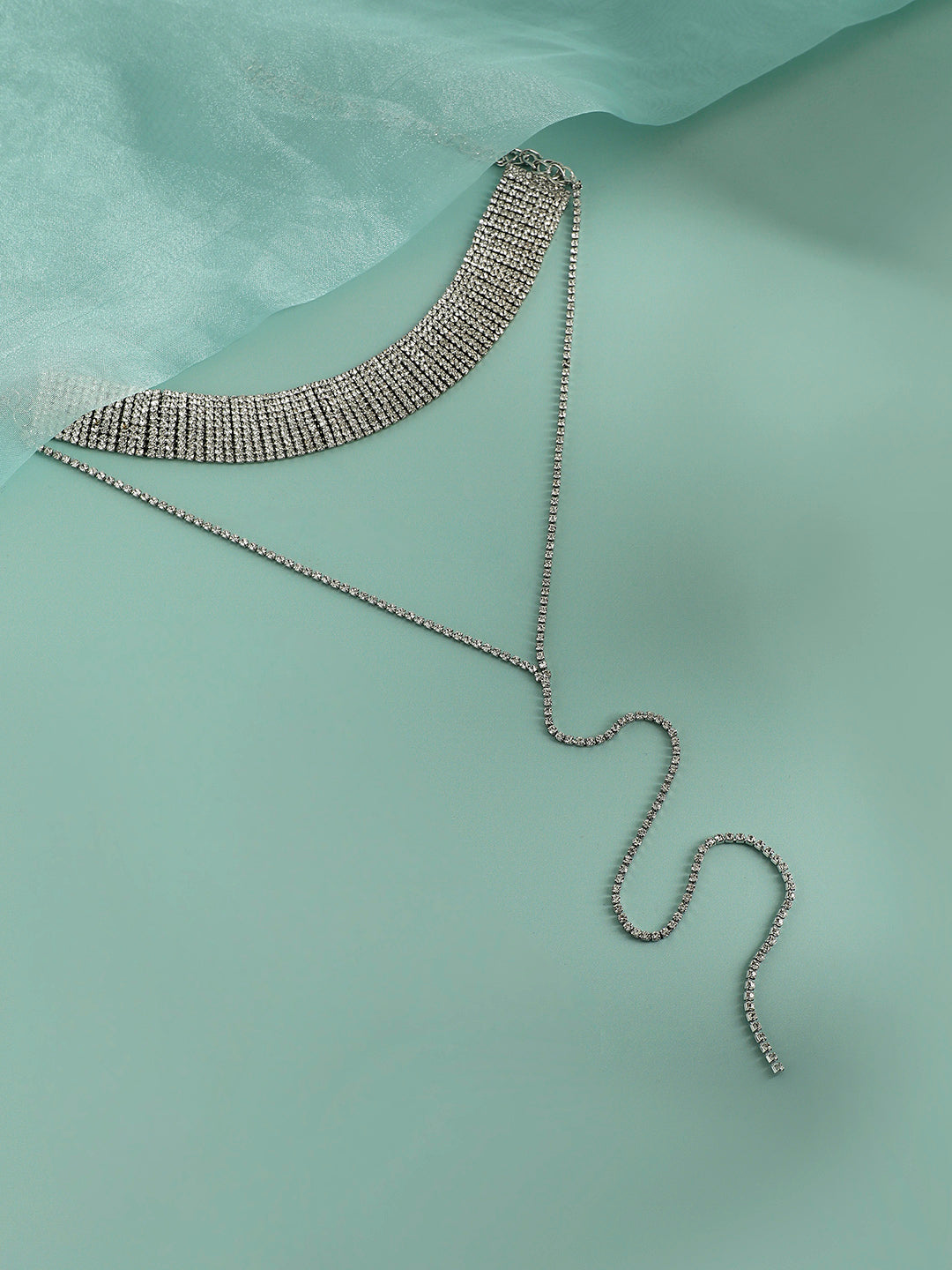 Silver-Toned Silver-Plated Cascade Necklace