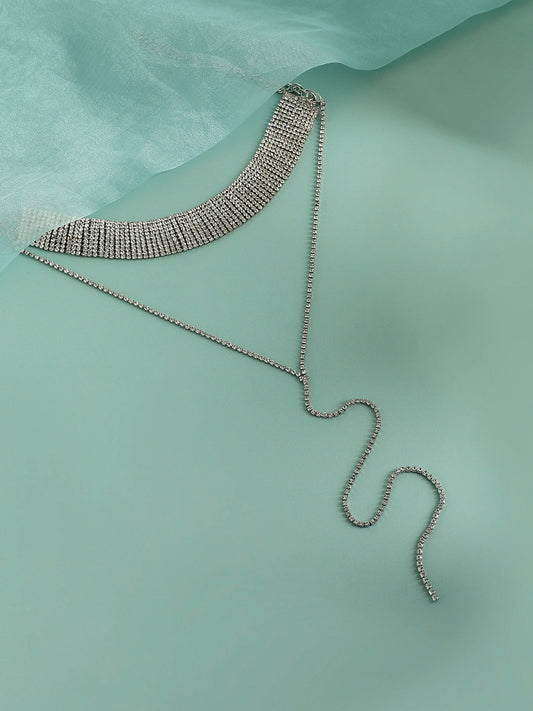Silver-Toned Silver-Plated Cascade Necklace
