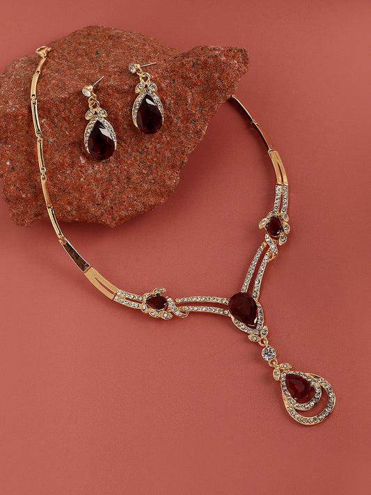Gold-Plated Stone-Studded Jewellery Set