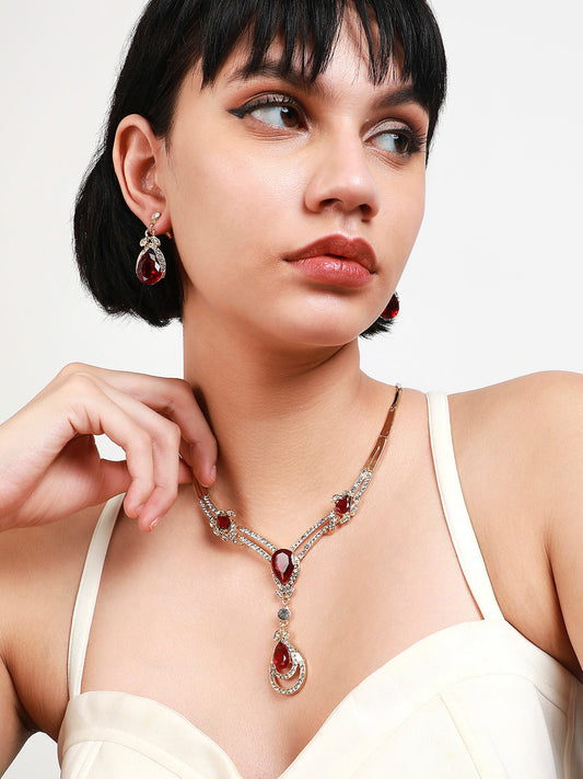 Gold-Plated Stone-Studded Jewellery Set