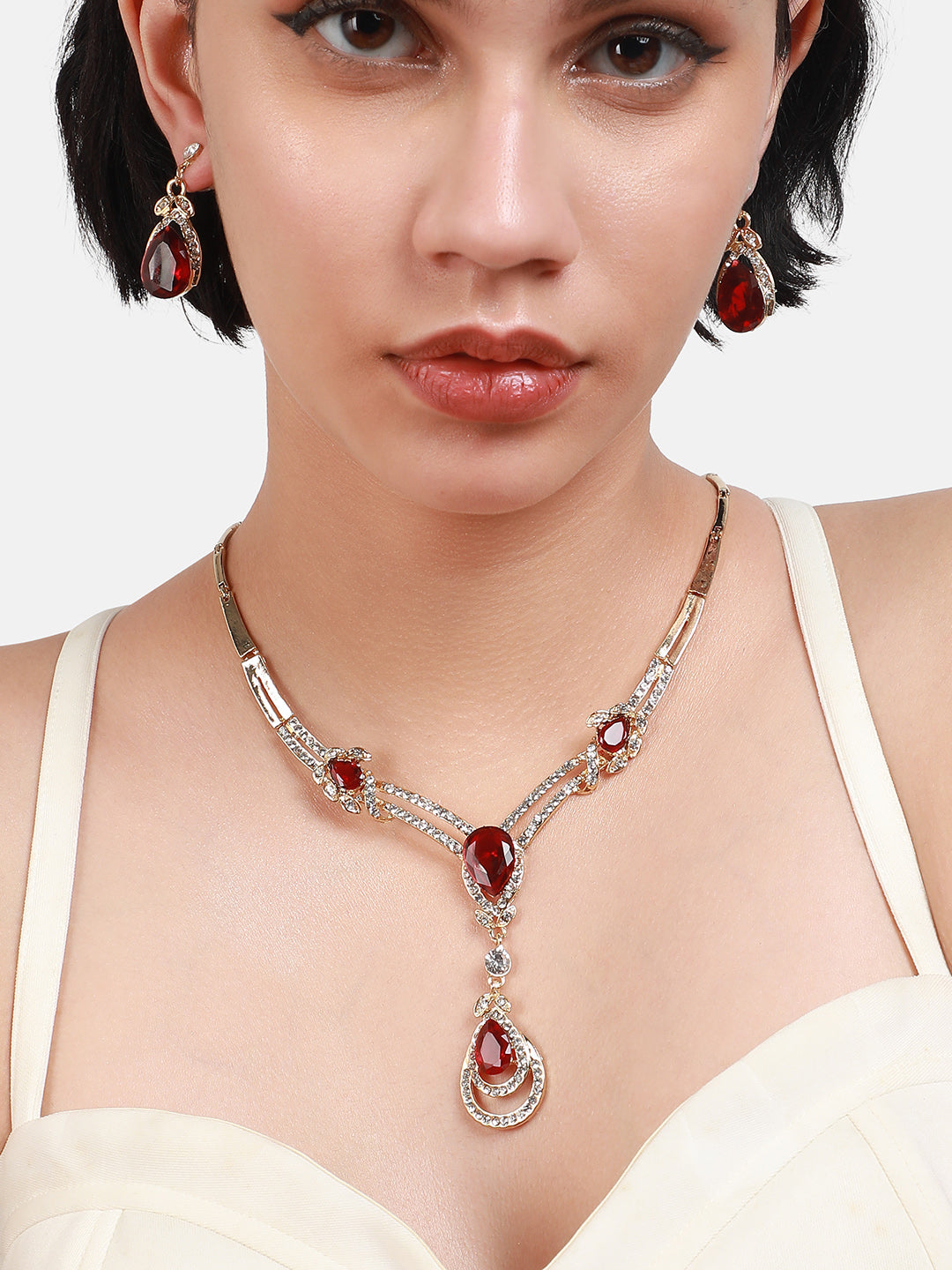 Gold-Plated Stone-Studded Jewellery Set