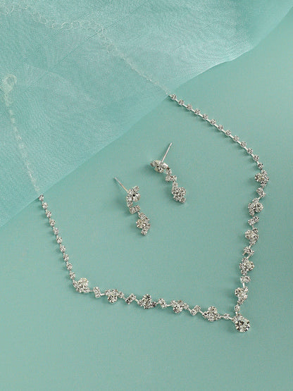 Silver-Plated Stone Studded Jewellery Set