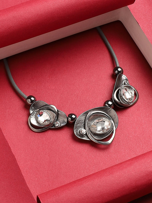 Silver-Plated Stone-Studded Necklace