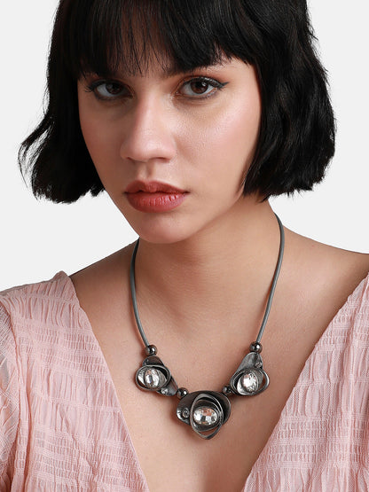 Silver-Plated Stone-Studded Necklace