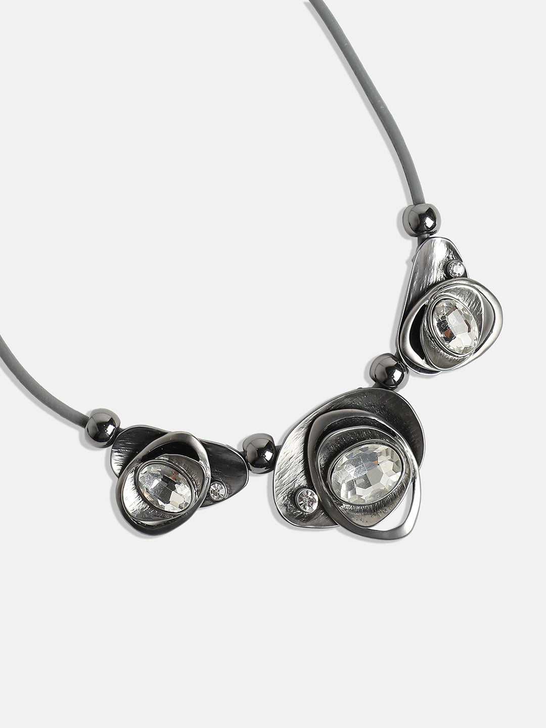 Silver-Plated Stone-Studded Necklace