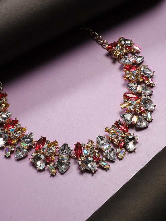 Gold-Plated Crystal-Studded Necklace