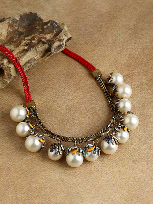 Gold-Plated Stones Studded Beads Beaded Necklace
