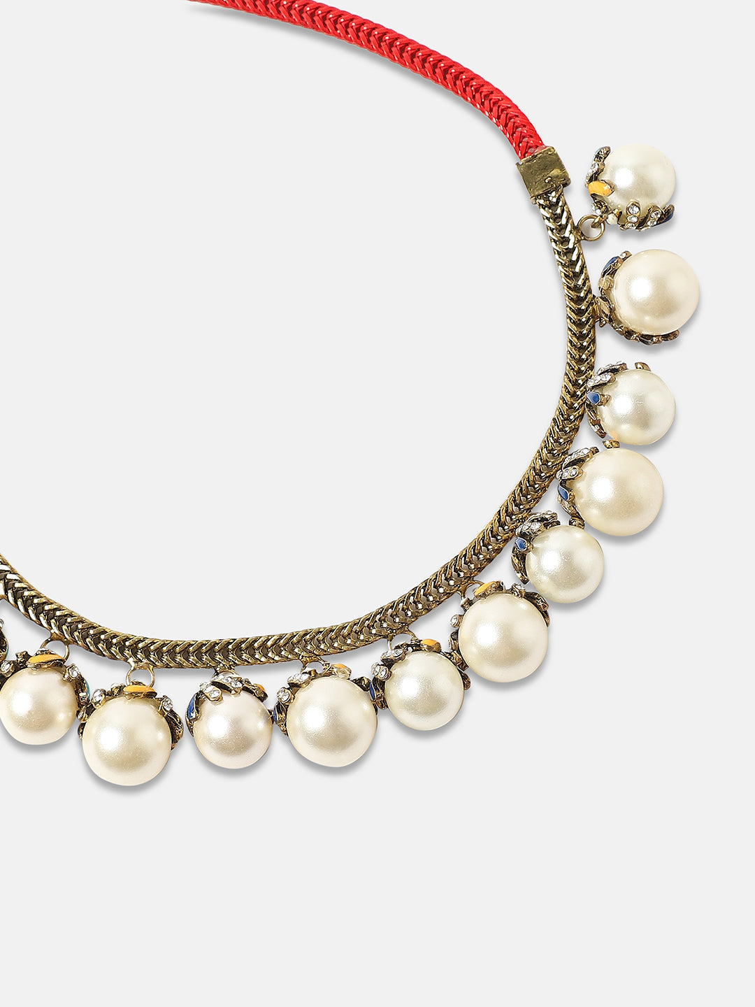 Gold-Plated Stones Studded Beads Beaded Necklace