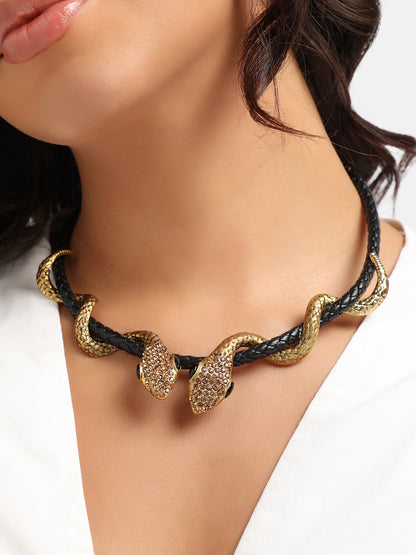 Gold-Plated Stone-Studded Necklace