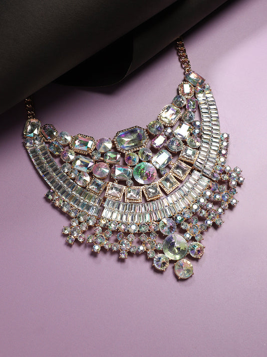 Silver Plated Crystal Studded Necklace
