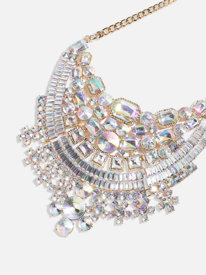 Silver Plated Crystal Studded Necklace