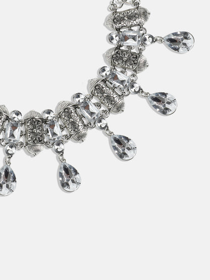 Silver Plated Stone Studded Choker Necklace