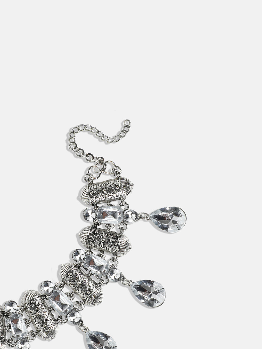 Silver Plated Stone Studded Choker Necklace