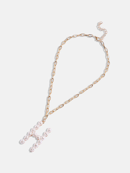 Pearl H Alphabet Gold-Plated Necklace
