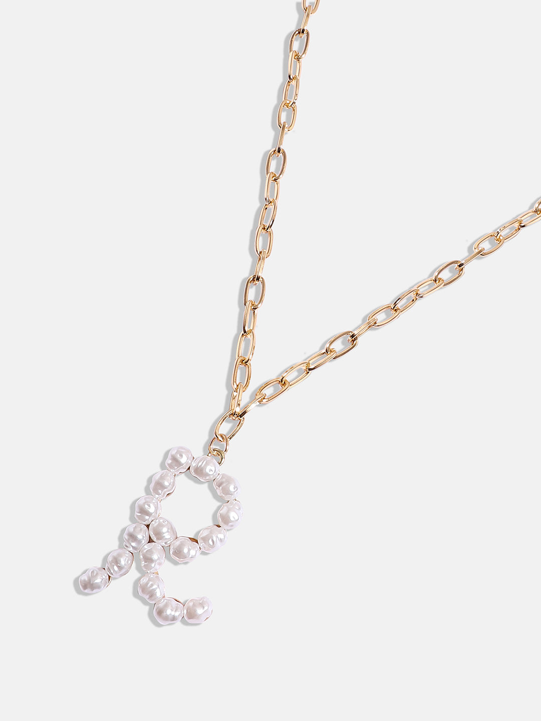 Pearl R Alphabet Gold-Plated Necklace