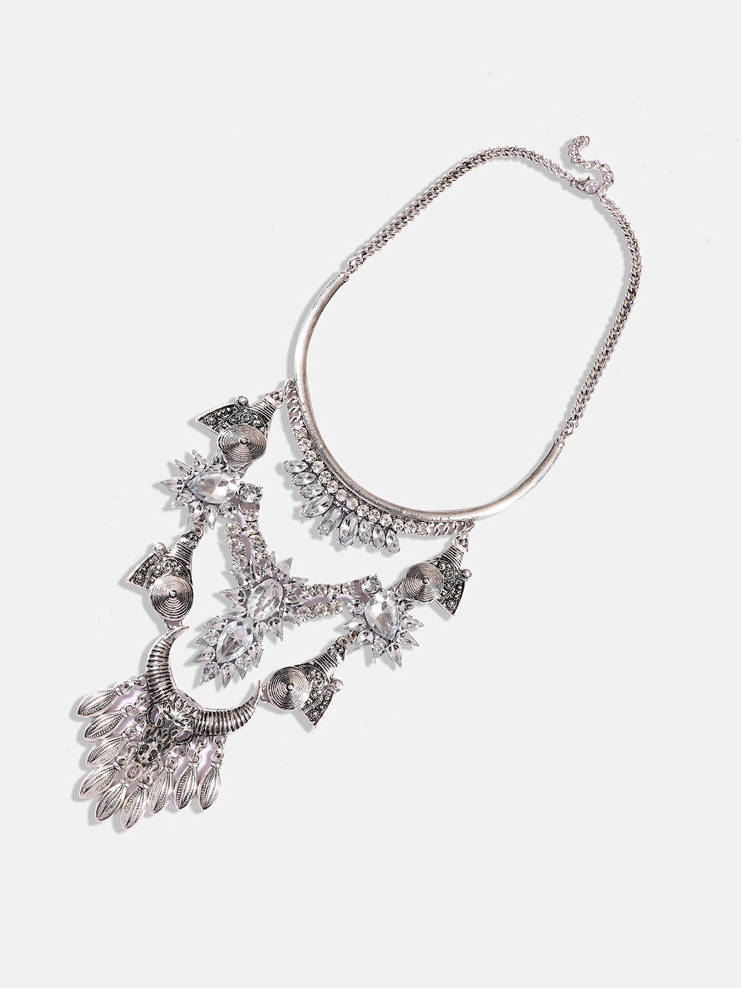 Silver-Plated Crystal Layered Necklace