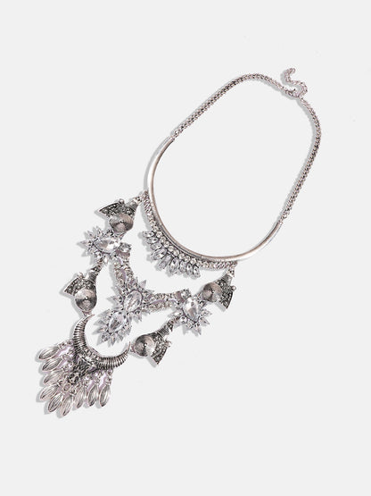 Silver-Plated Crystal Layered Necklace