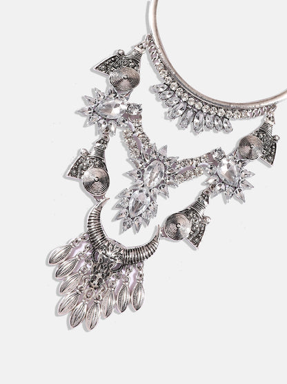 Silver-Plated Crystal Layered Necklace