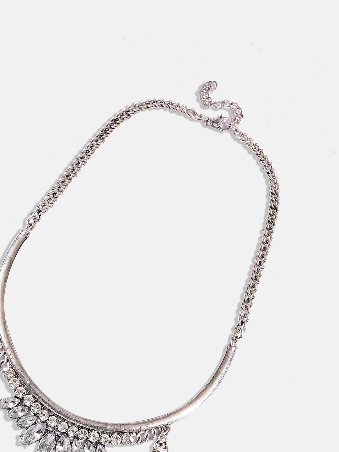 Silver-Plated Crystal Layered Necklace