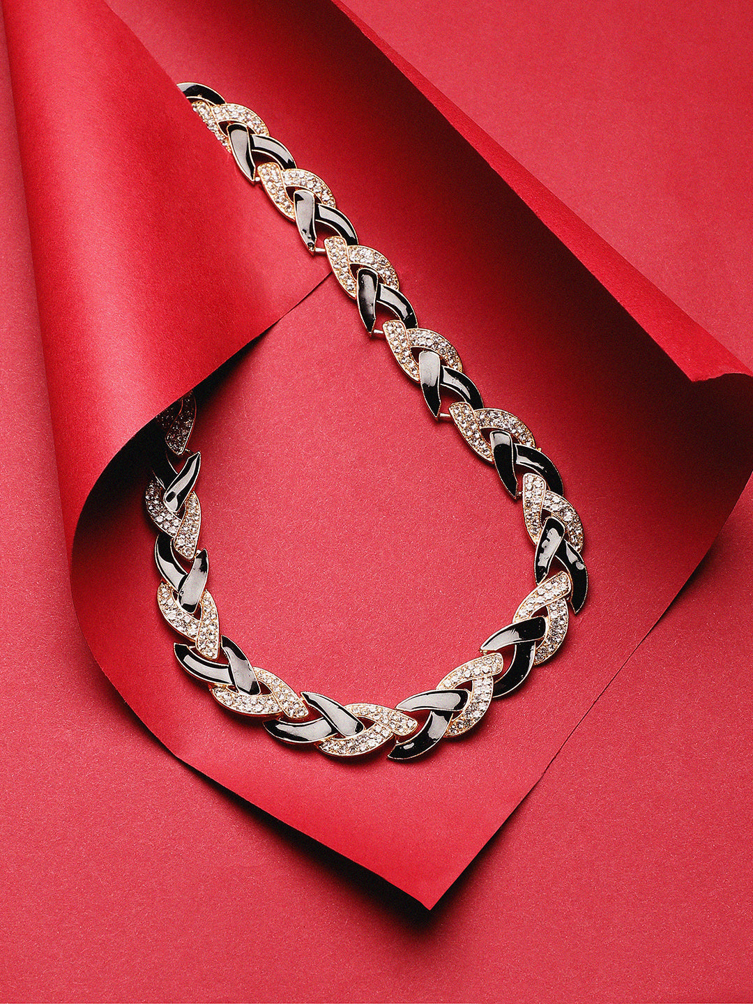 Gold-Plated Stone-Studded Necklace