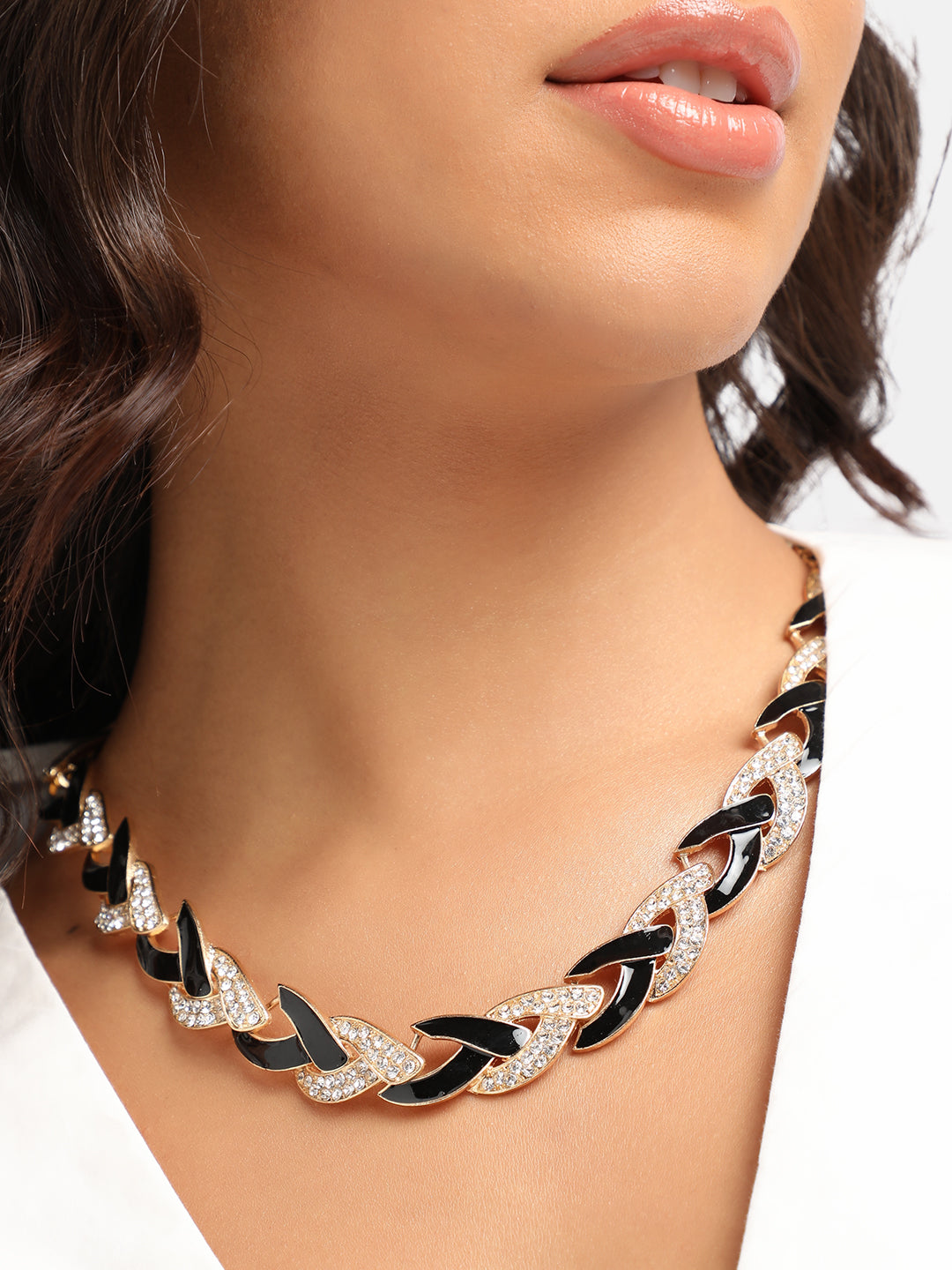 Gold-Plated Stone-Studded Necklace