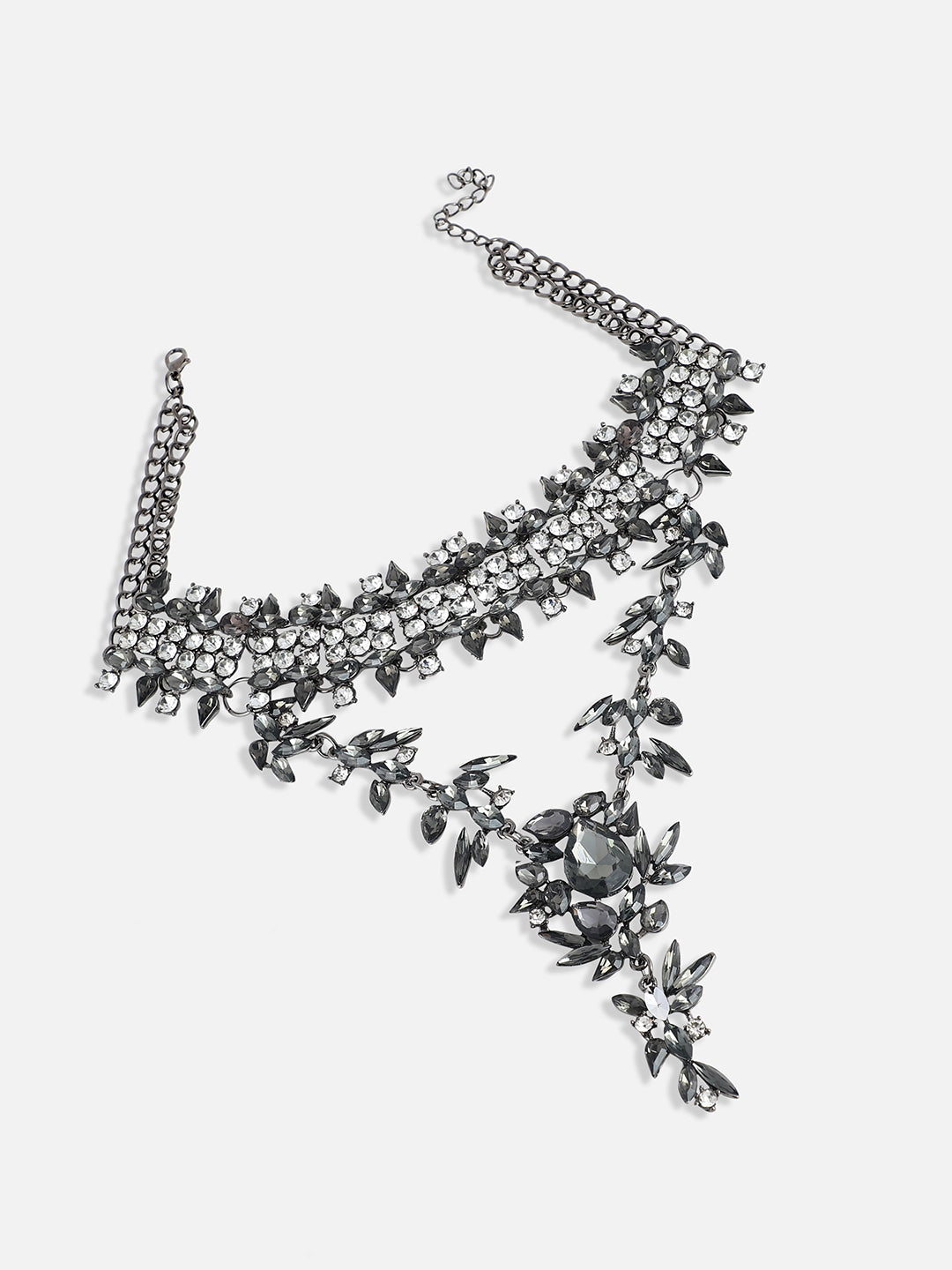 Silver-Plated Stone Studded Layered Necklace