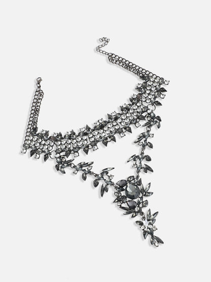 Silver-Plated Stone Studded Layered Necklace