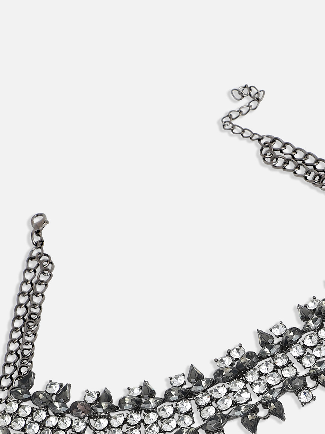 Silver-Plated Stone Studded Layered Necklace