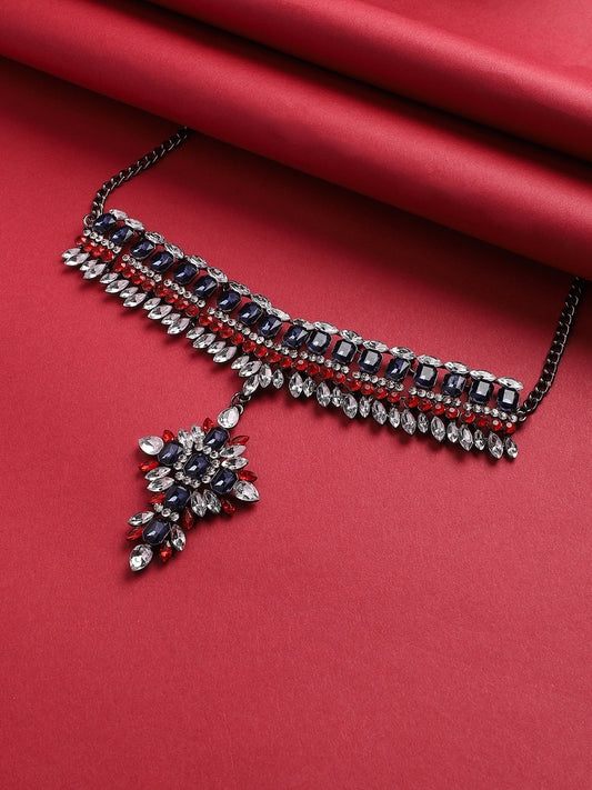 Silver-Plated Stone-Studded Necklace