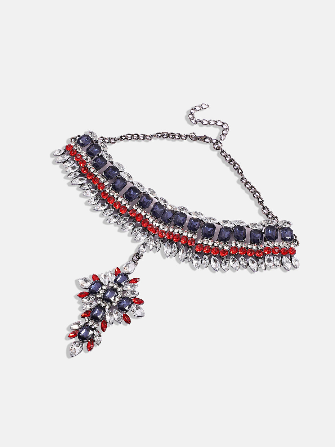 Silver-Plated Stone-Studded Necklace