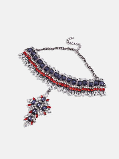 Silver-Plated Stone-Studded Necklace