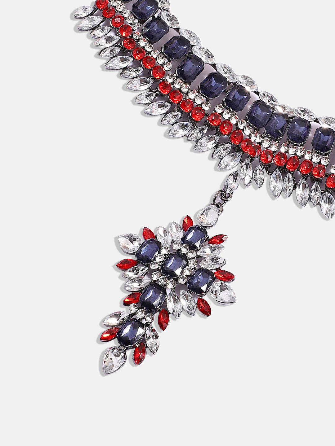 Silver-Plated Stone-Studded Necklace