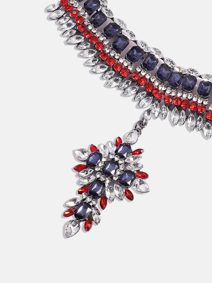 Silver-Plated Stone-Studded Necklace