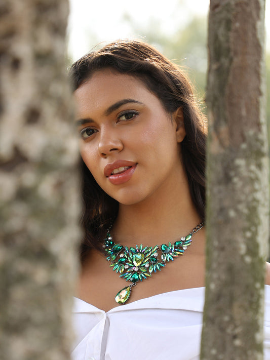 Silver Plated Crystal Studded Choker Necklace