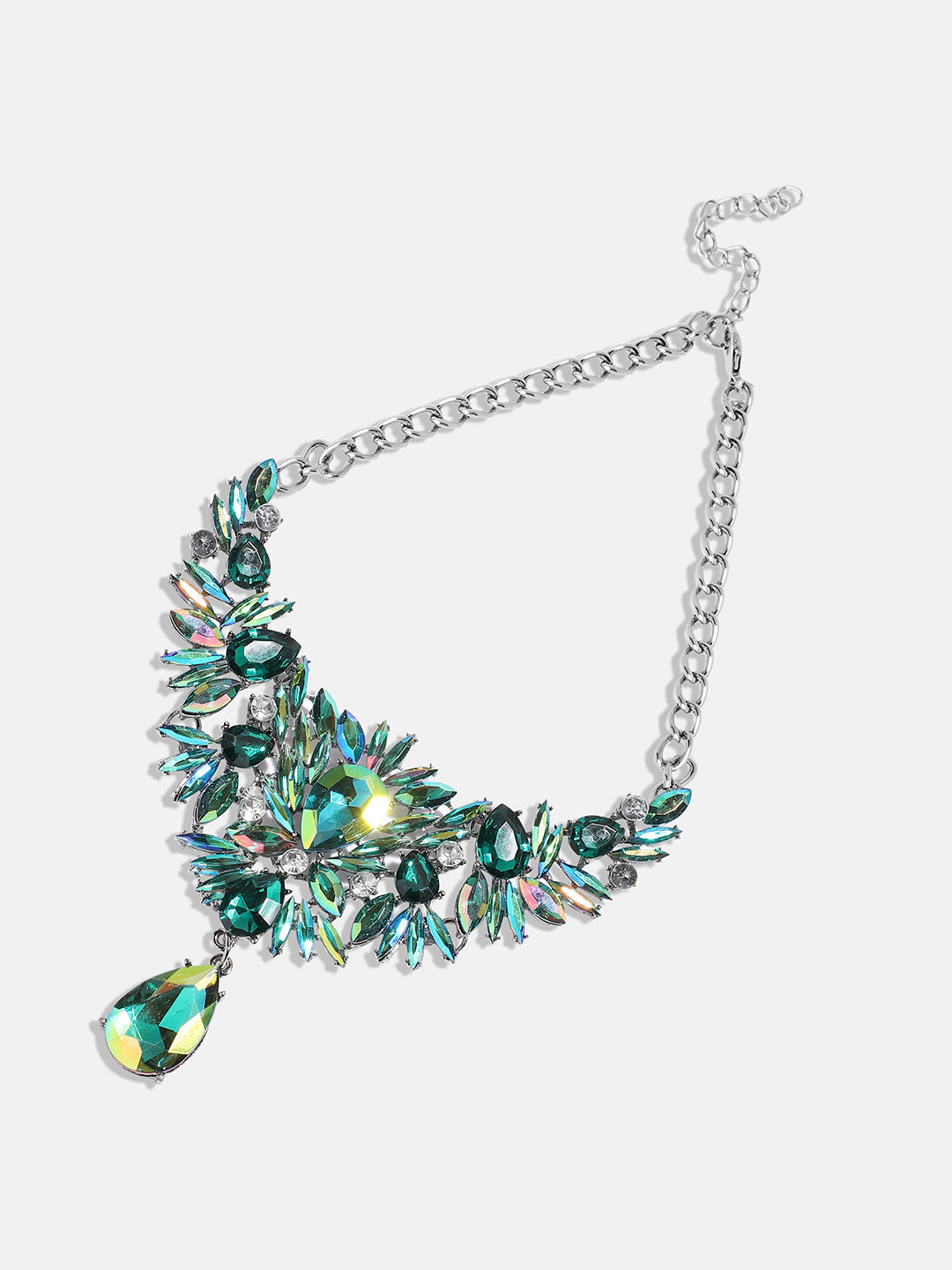 Silver Plated Crystal Studded Choker Necklace