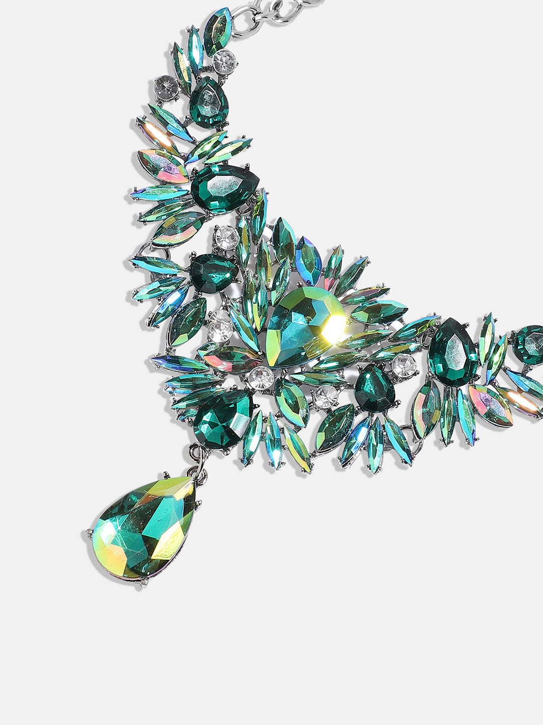 Silver Plated Crystal Studded Choker Necklace
