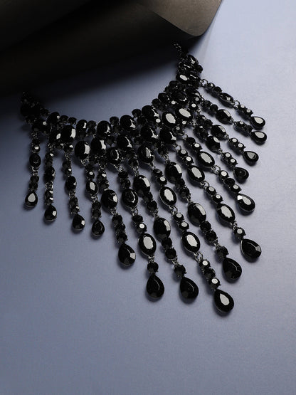 Silver-Plated Crystal-Studded Necklace
